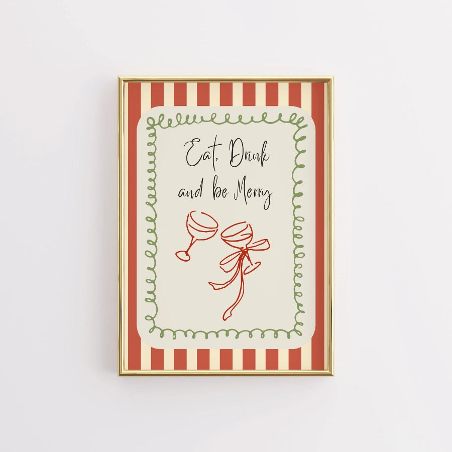 Eat Drink Be Merry – Christmas Party Wall Art Print