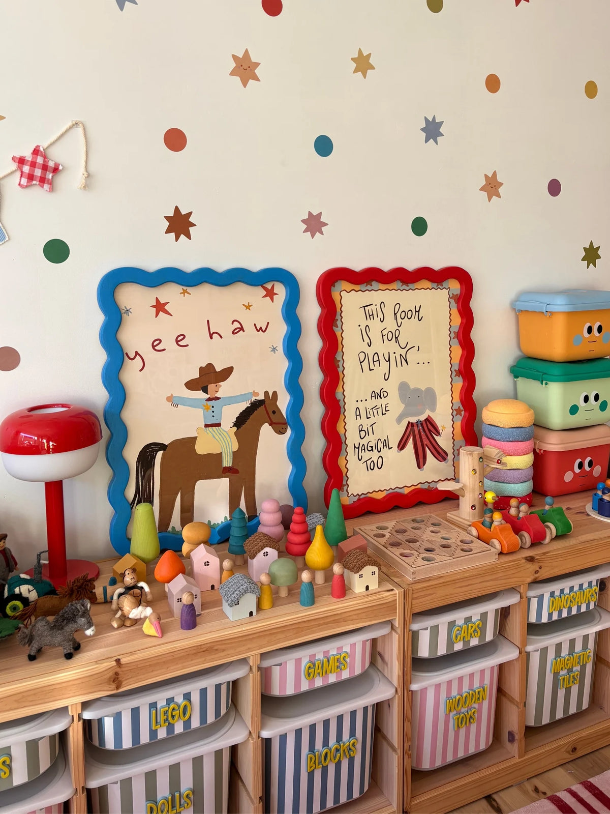 Nursery wall art favorites displayed in a children’s room