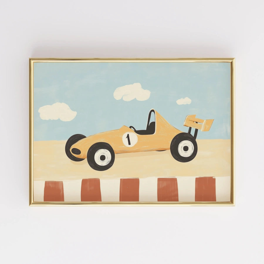 Race Car Nursery Print – Cute Vehicle Wall Art for Boys – Wall Art