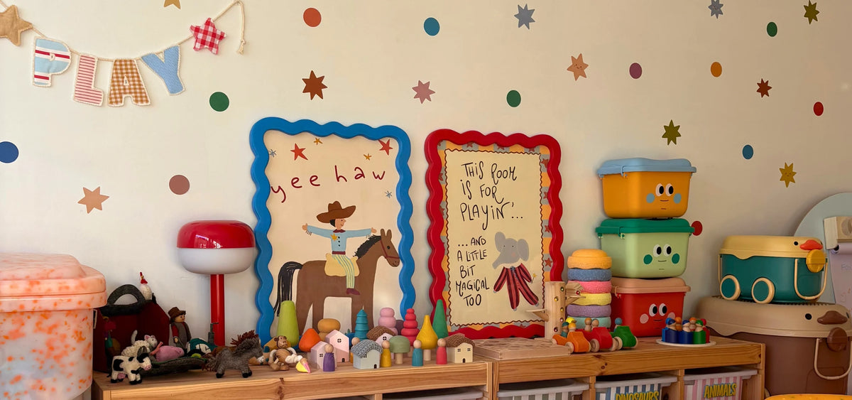 Nursery wall art favorites displayed in a children’s room