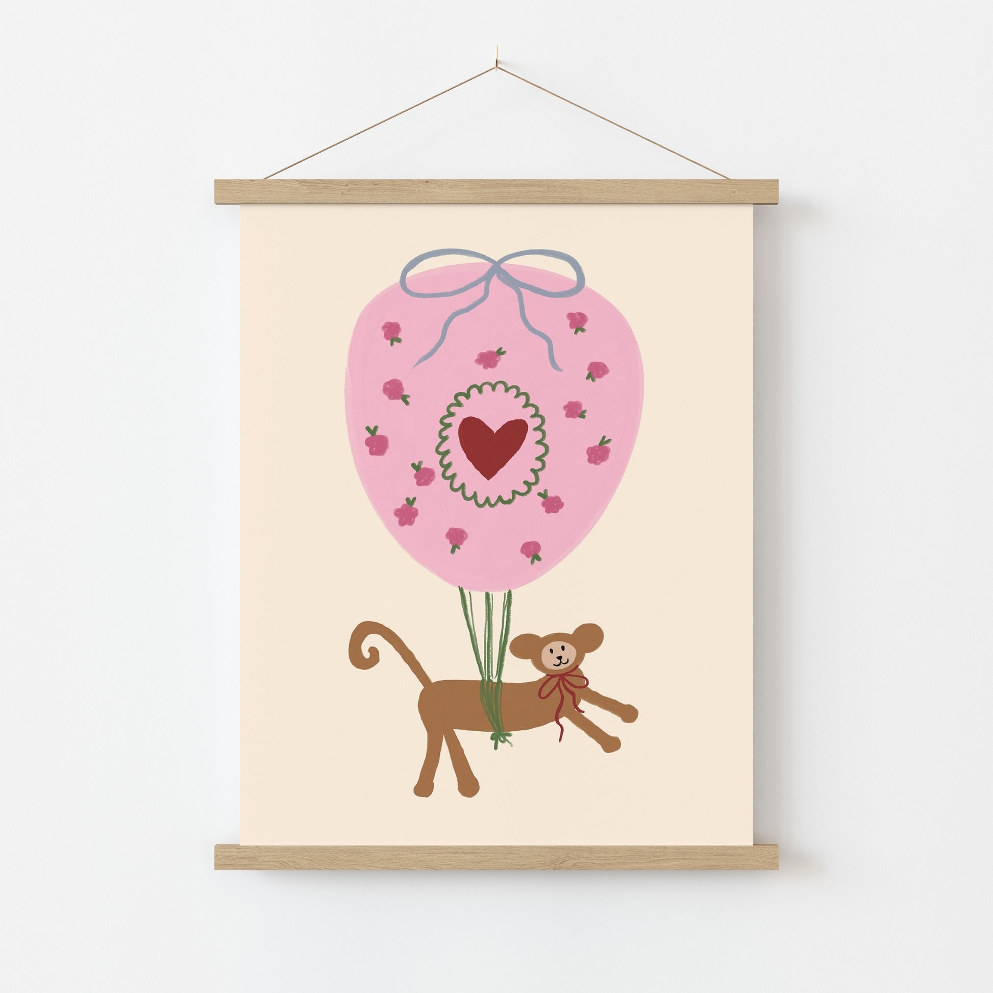 Monkey Balloon Nursery Print