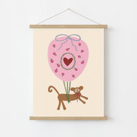 Monkey Balloon Nursery Print