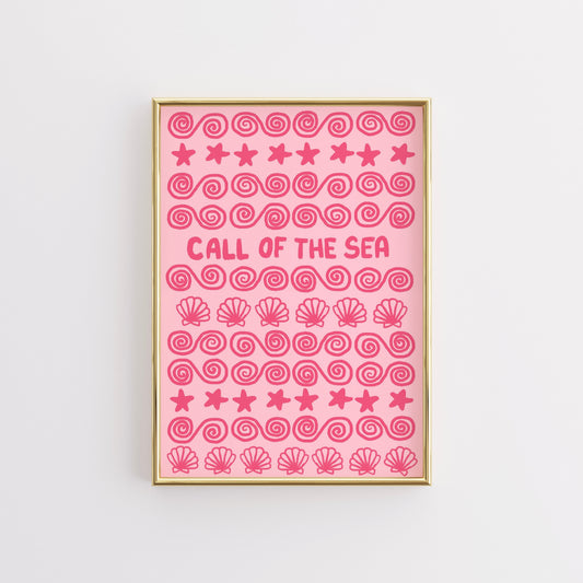 Call of the Sea Wall Art – Pink Nautical Beach Print