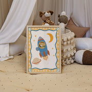 Little Astronaut by the Moon – Nursery & Kids Wall Art