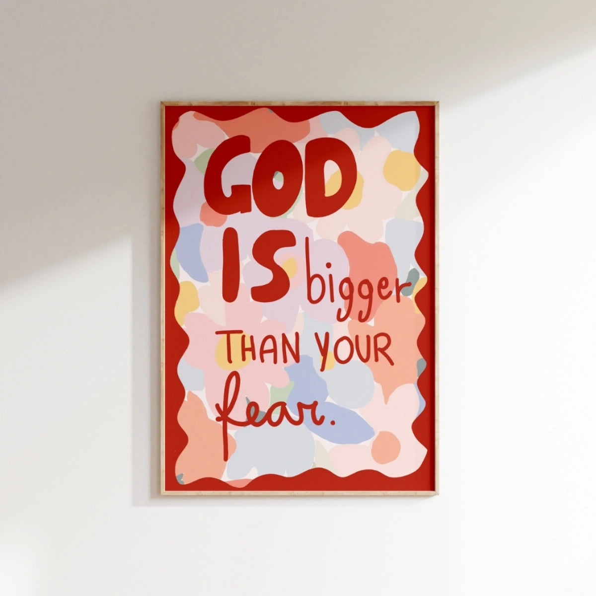 God Is Bigger Christian Wall Art – Bold Colorful Faith Print, Christian Wall Decor
