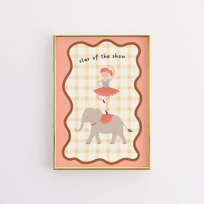 Star of the Show Nursery Print - Circus Elephant and Ballerina Wall Art