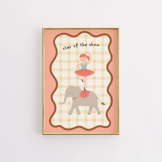 Star of the Show Nursery Print - Circus Elephant and Ballerina Wall Art