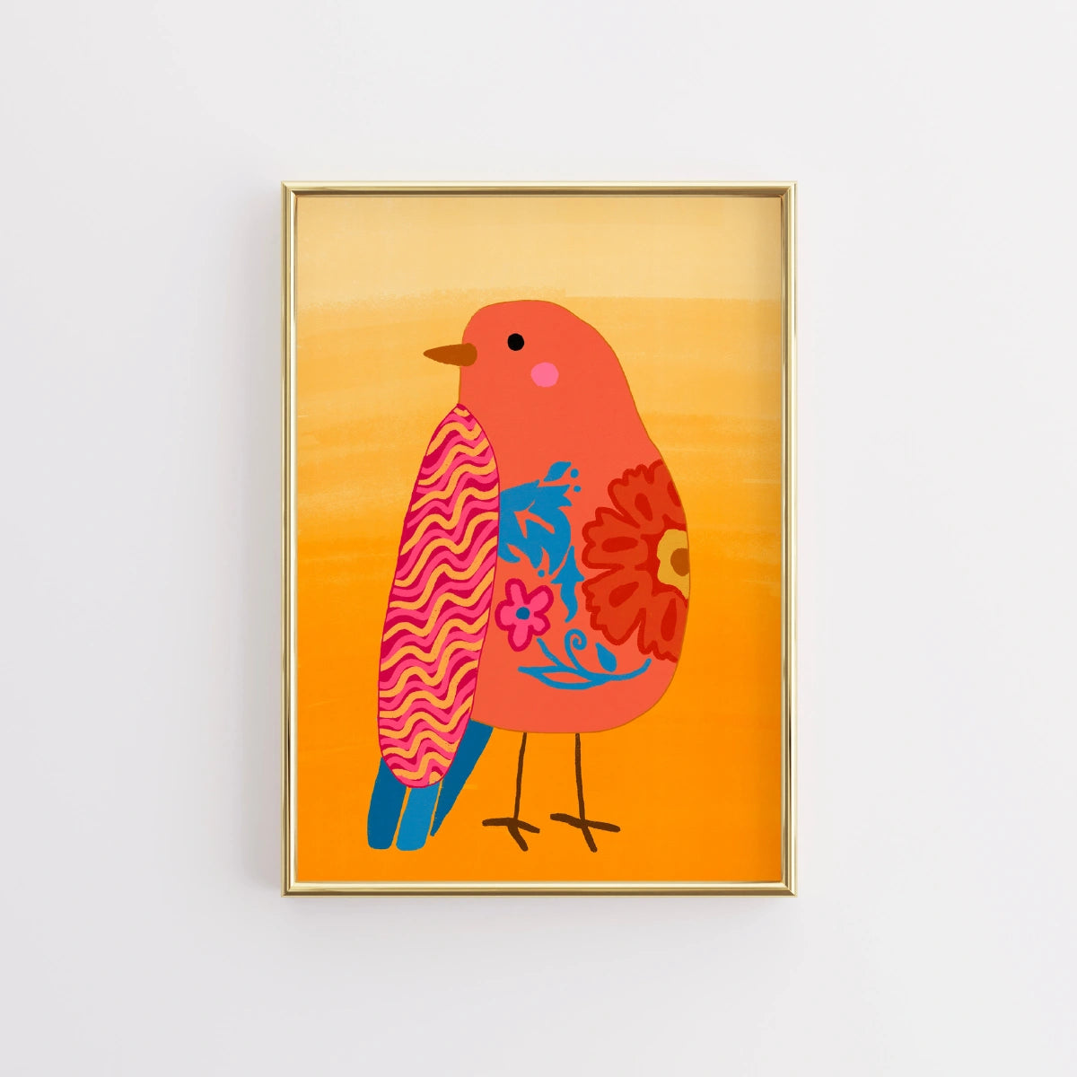 Boho Bird Wall Art – Vibrant Floral Bird Print