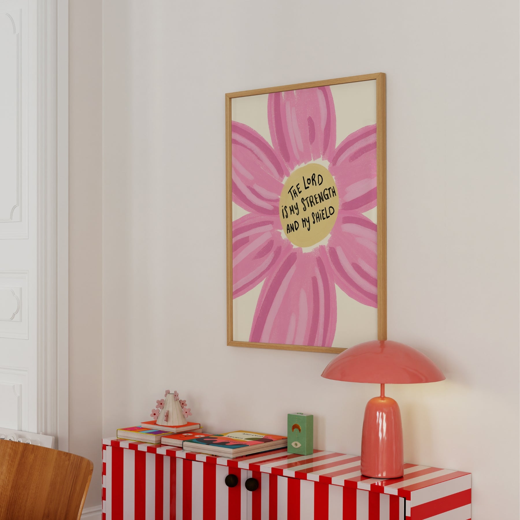 Pink Floral Faith Quote Print, Christian Wall Decor