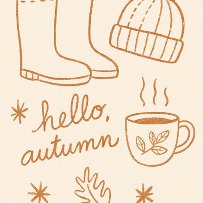 Hello Autumn Wall Art - Cozy Fall Quote Print