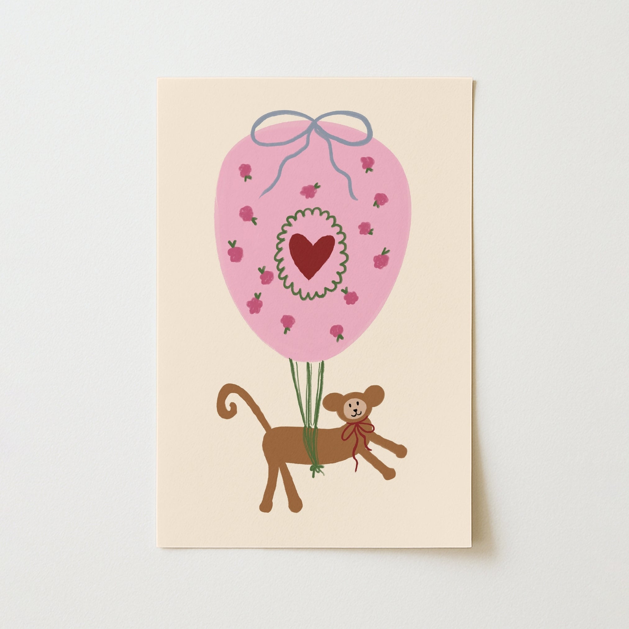 Monkey Balloon Nursery Print