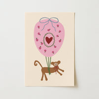 Monkey Balloon Nursery Print