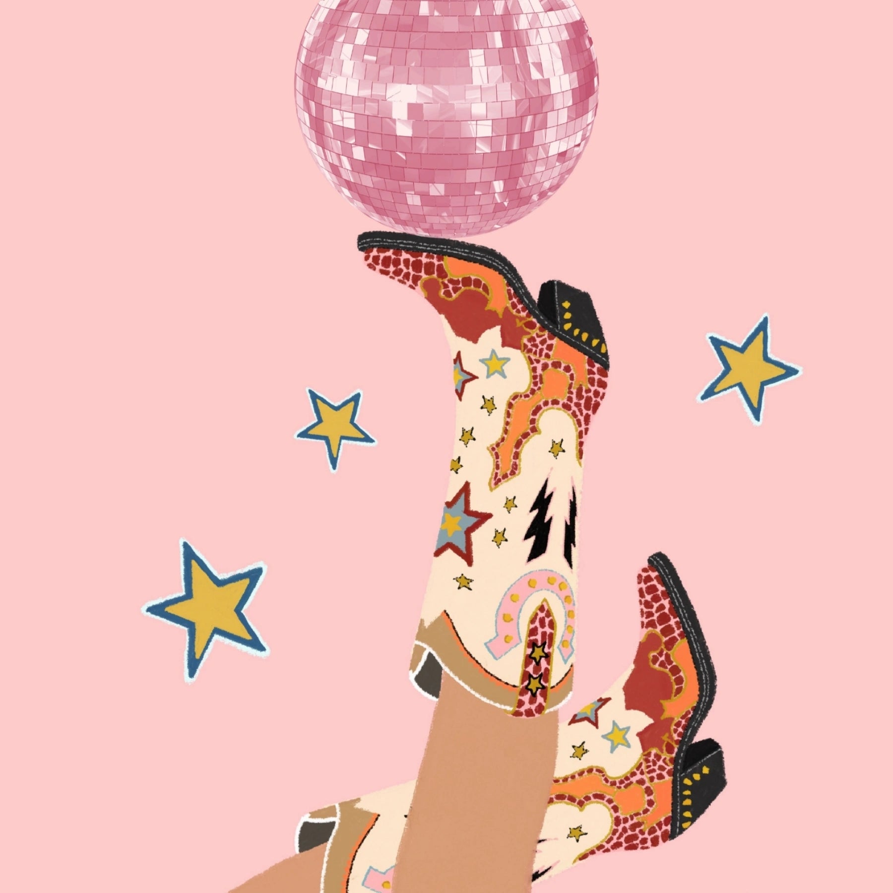 Disco Cowgirl Boots Wall Art