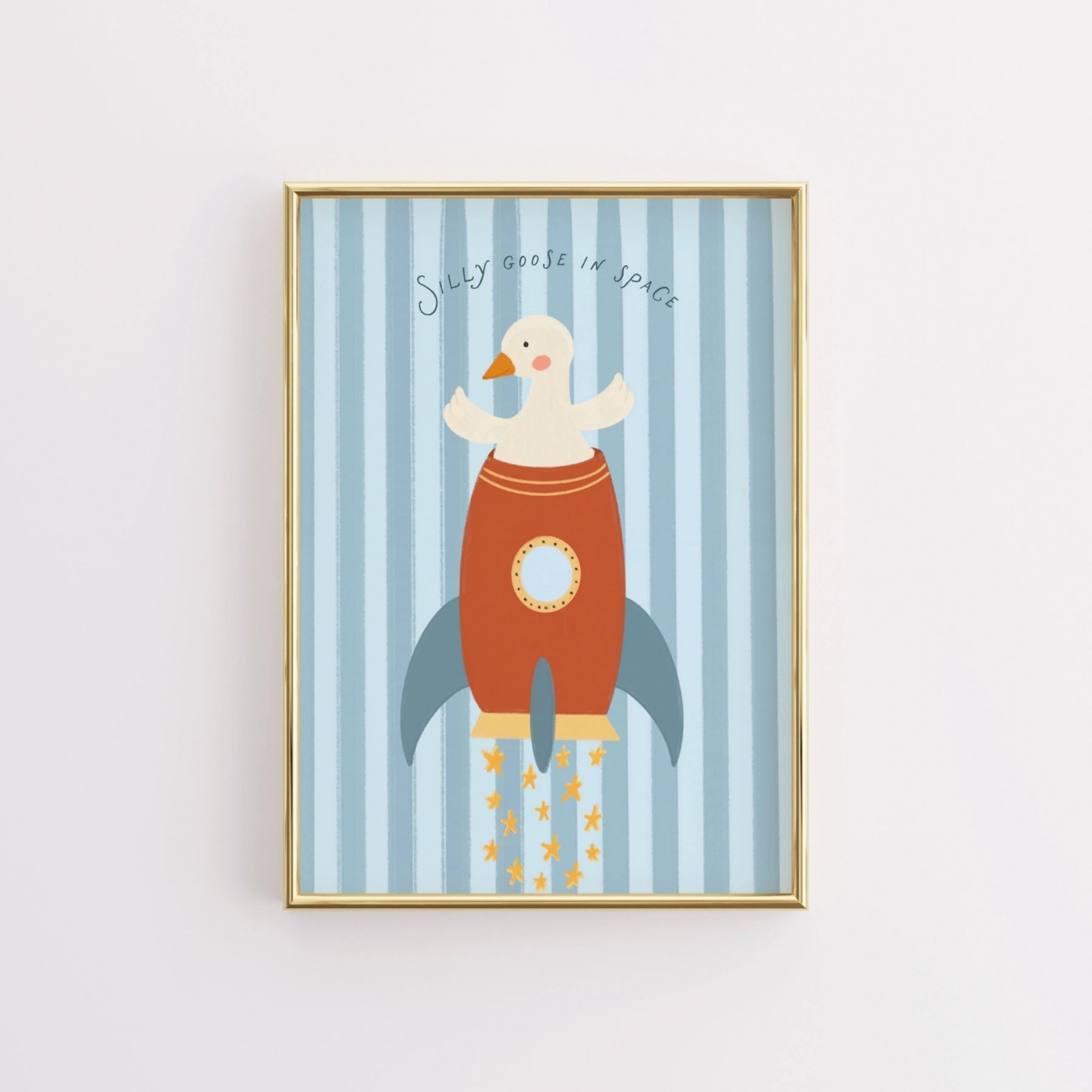 Arte da parete per bambini di Oca buffa nello spazio