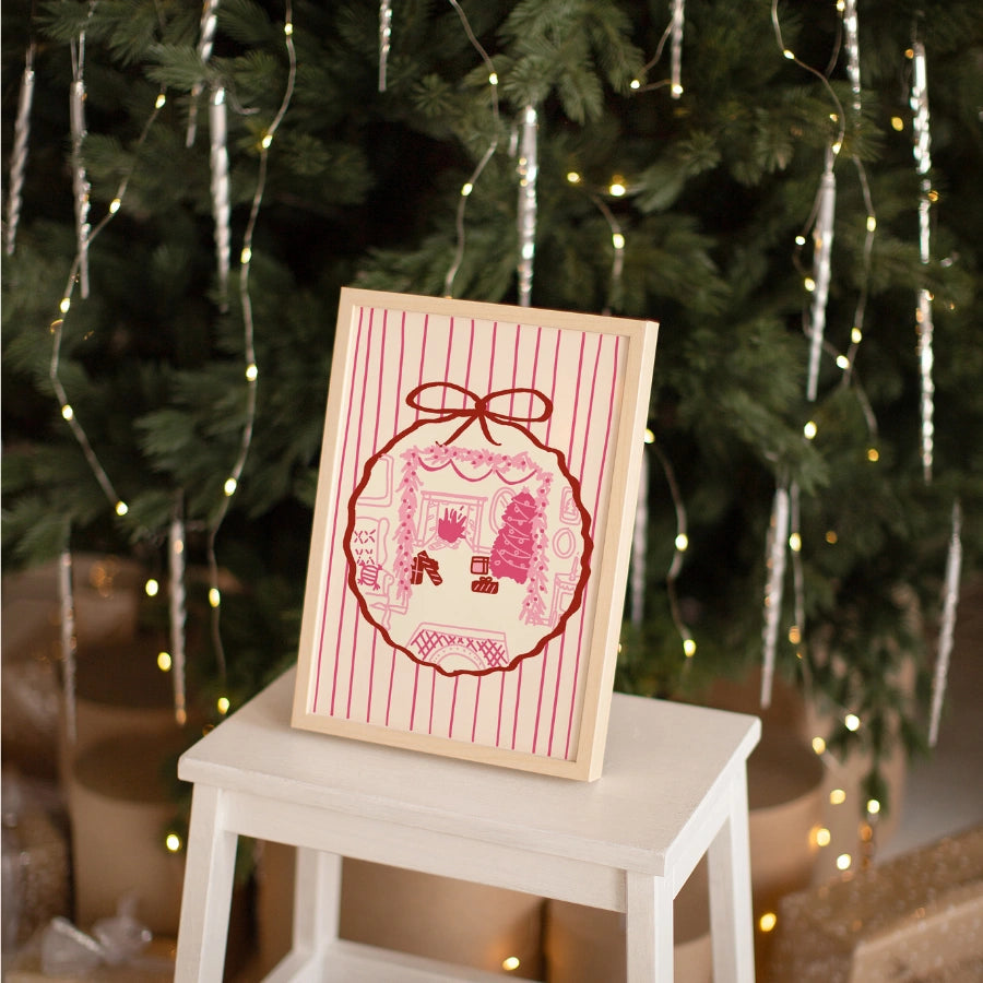 Cozy Ornament Scene – Preppy Holiday Bauble Print