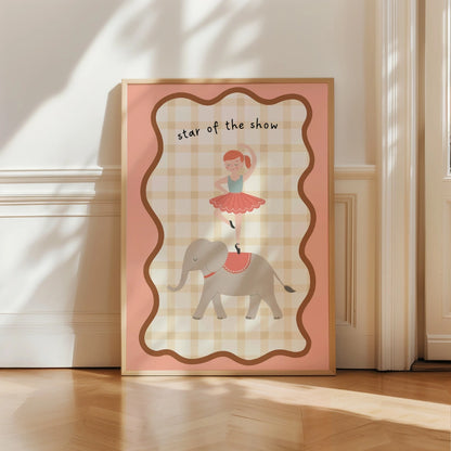 Star of the Show Nursery Print - Circus Elephant and Ballerina Wall Art