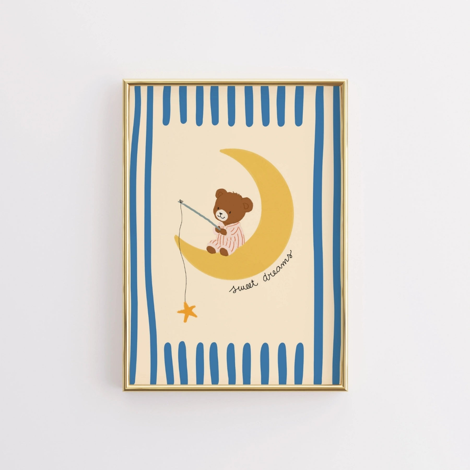 Stampa da parete per cameretta con orso e luna