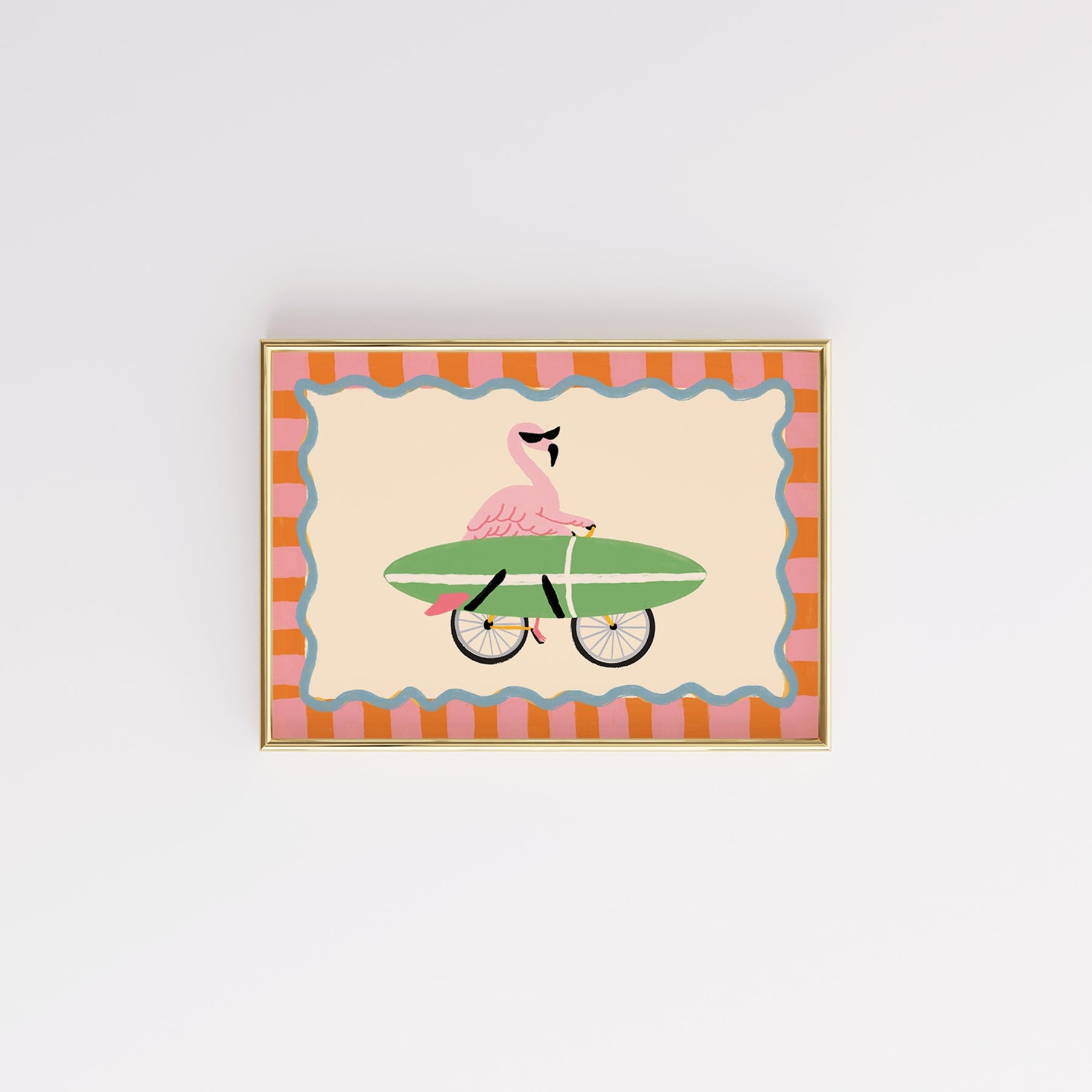 Flamingo surf veggkunsttrykk