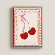 Cherries & Pink Bow – Nursery & Kids Canvas Wall Art