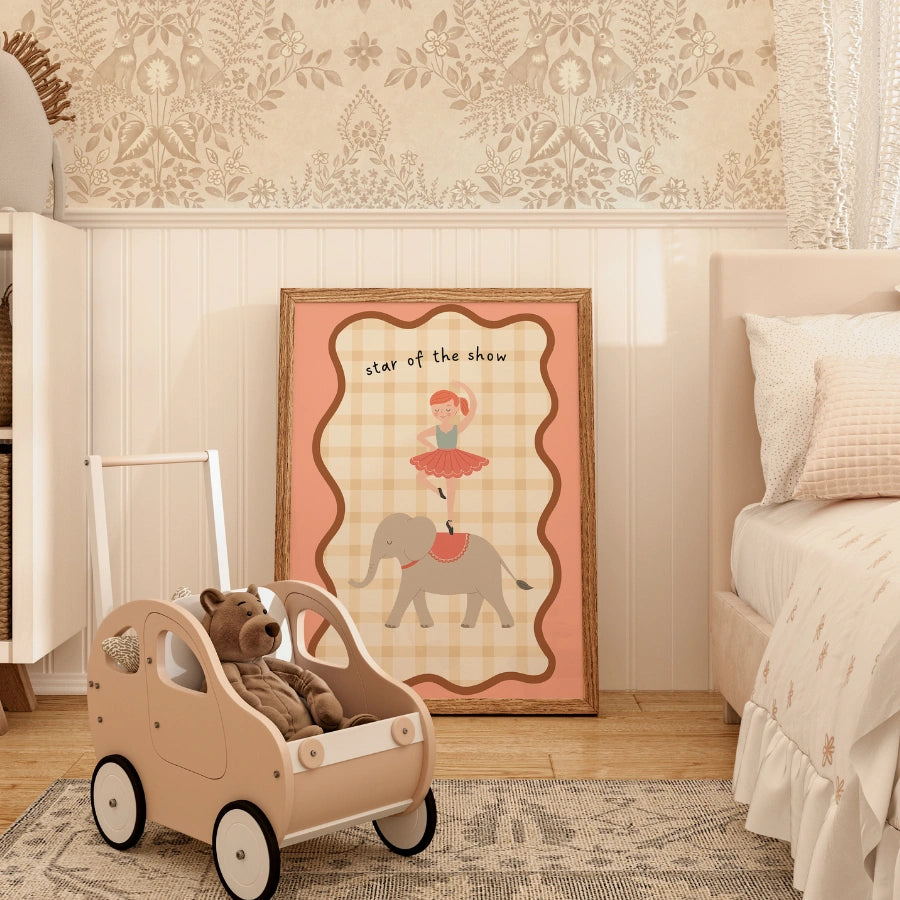 Star of the Show Nursery Print - Circus Elephant and Ballerina Wall Art