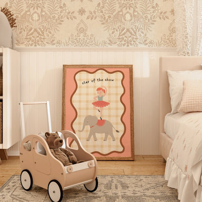 Star of the Show Nursery Print - Circus Elephant and Ballerina Wall Art