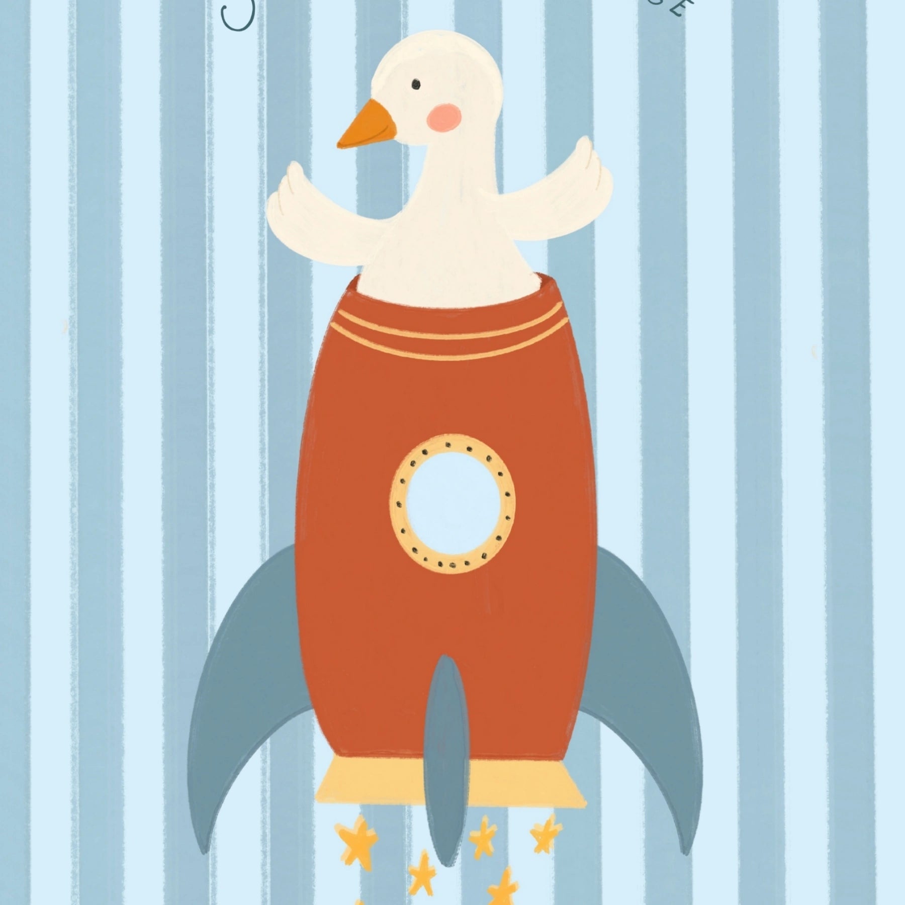 Arte da parete per bambini di Oca buffa nello spazio