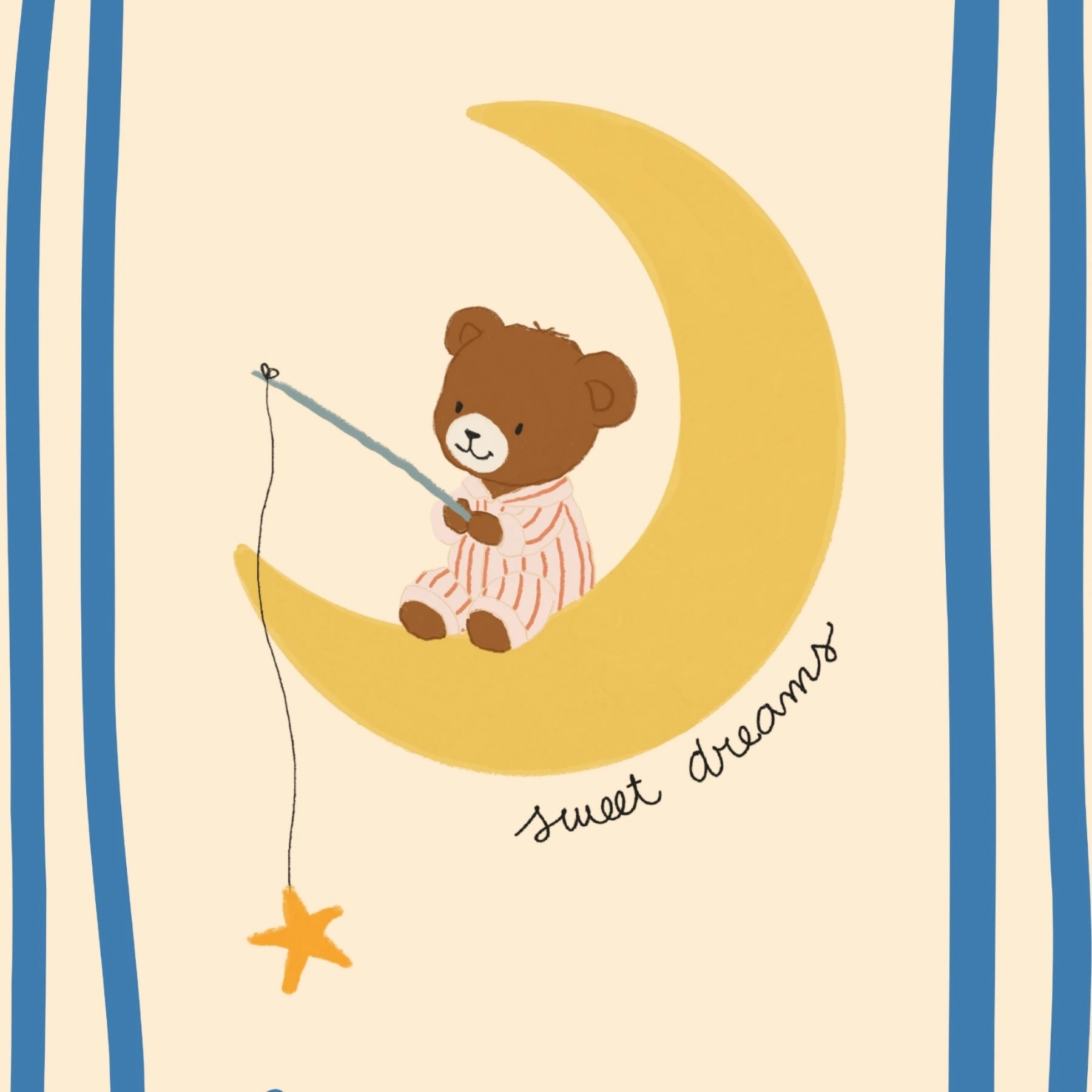 Stampa da parete per cameretta con orso e luna