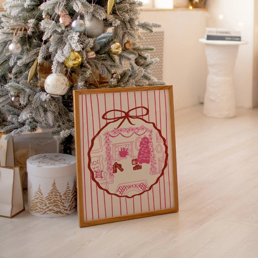 Cozy Ornament Scene – Preppy Holiday Bauble Print