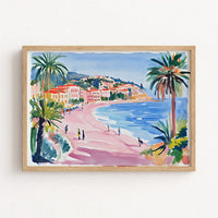 Mediterranean Beach Wall Art – Colorful Coastal Town Print