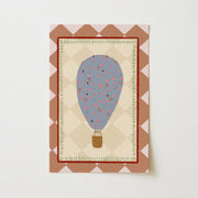 Blue Floral Hot Air Balloon – Nursery & Kids Wall Art