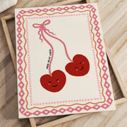 Cherries & Pink Bow – Nursery & Kids Canvas Wall Art