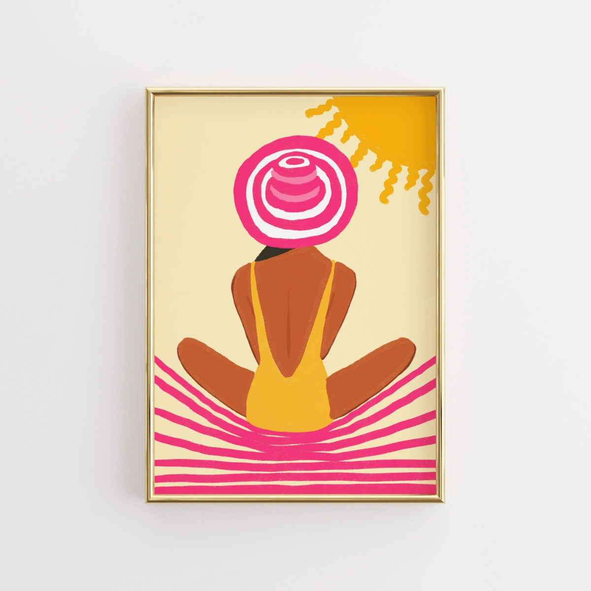 Arte mural de chica playera - Impresión de verano costero