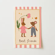 Best Friends Bunny and Mouse Pink – Nursery & Kids Wall Art