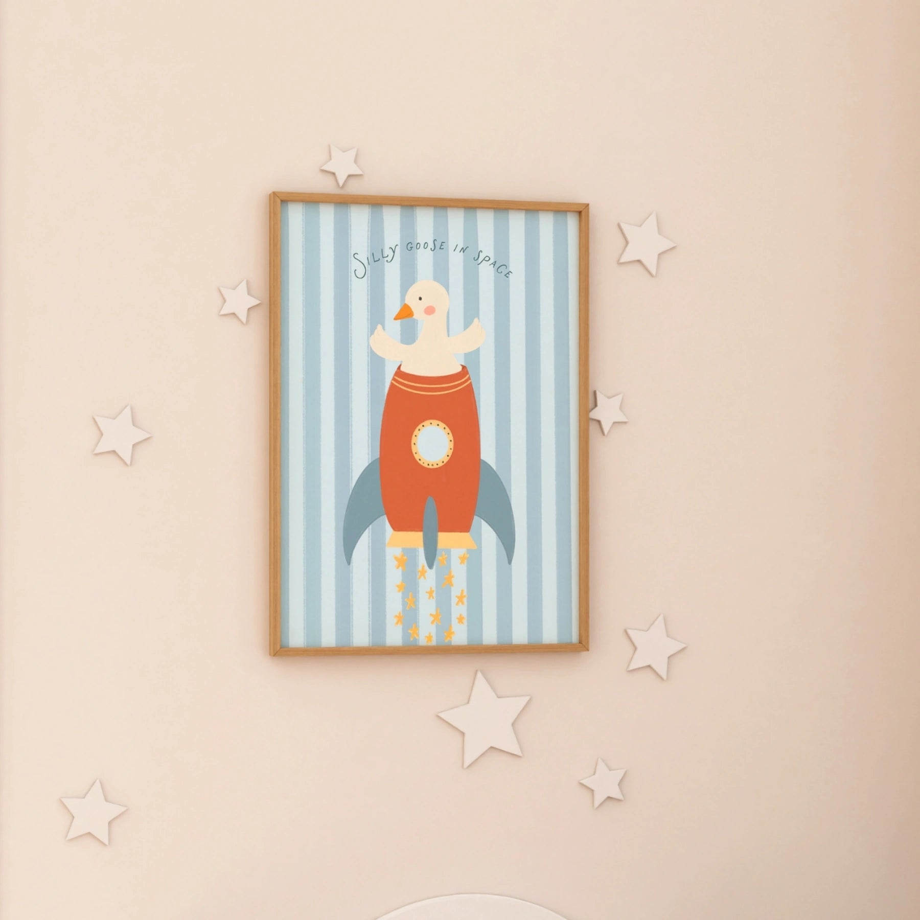 Arte da parete per bambini di Oca buffa nello spazio
