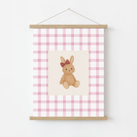 Cute Brown Rabbit Wall Art, Colorful Kids Decor