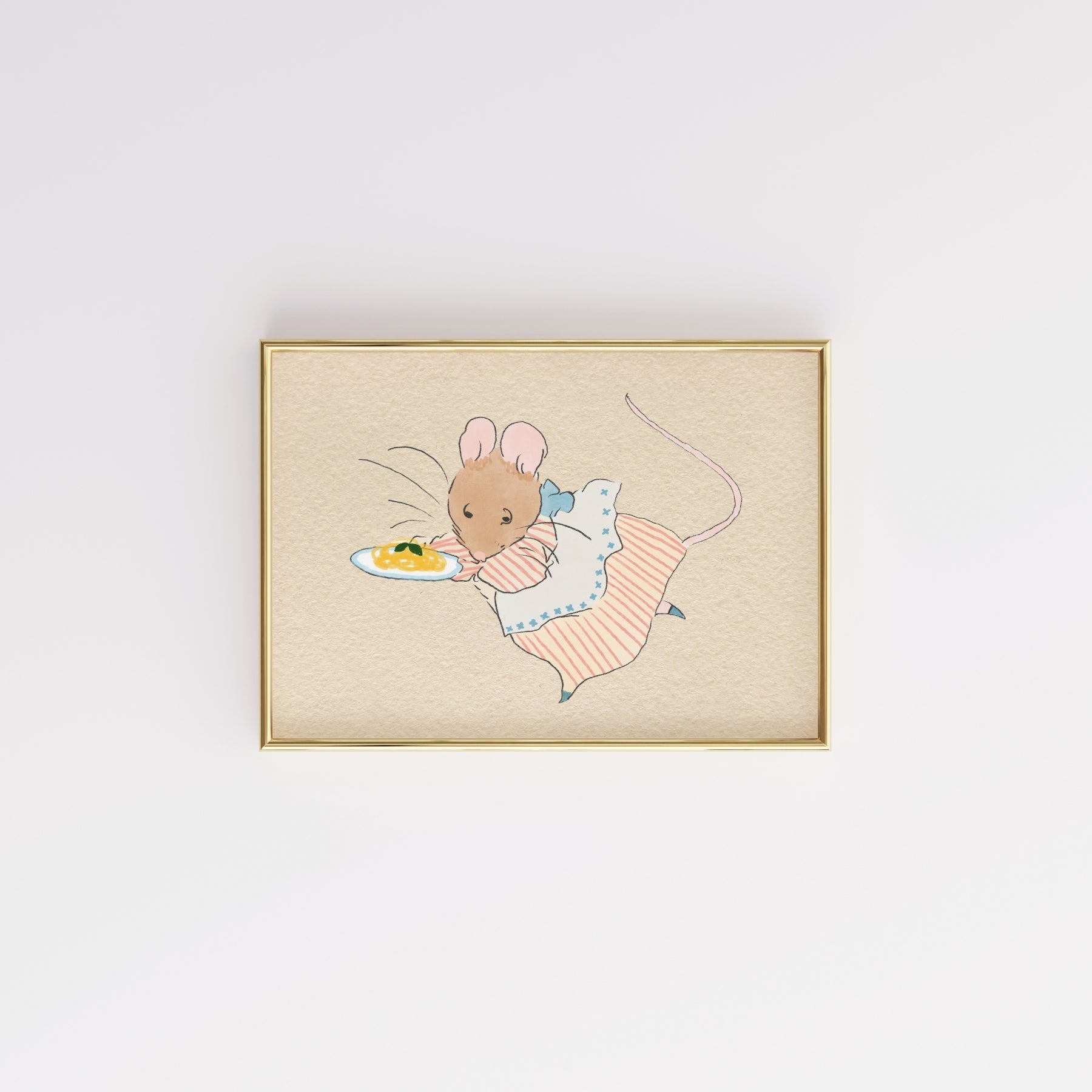 Stampa vintage per cameretta dei bambini con topo – Arte murale con animali retrò