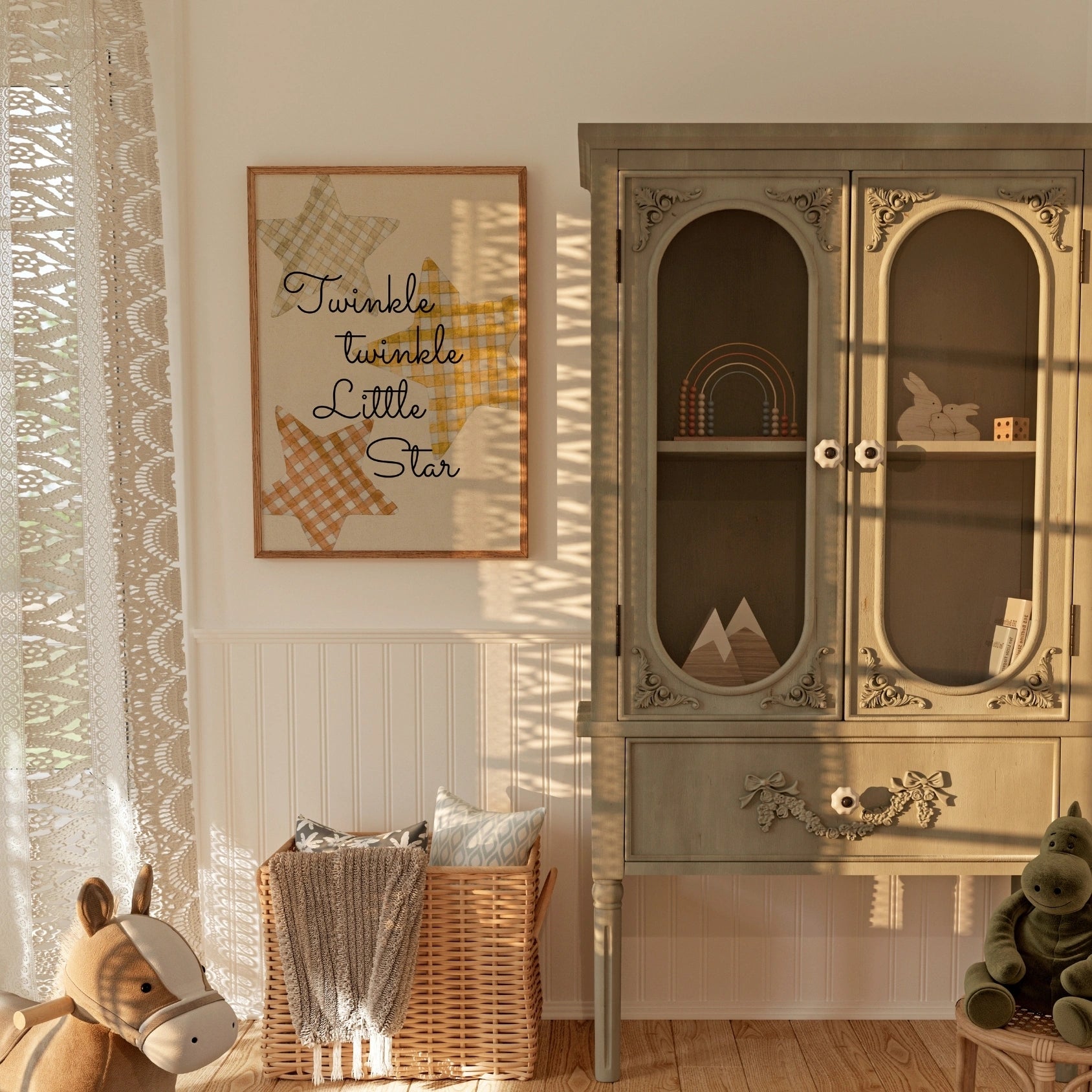 Decorazione murale a forma di stella con motivo a quadretti vintage