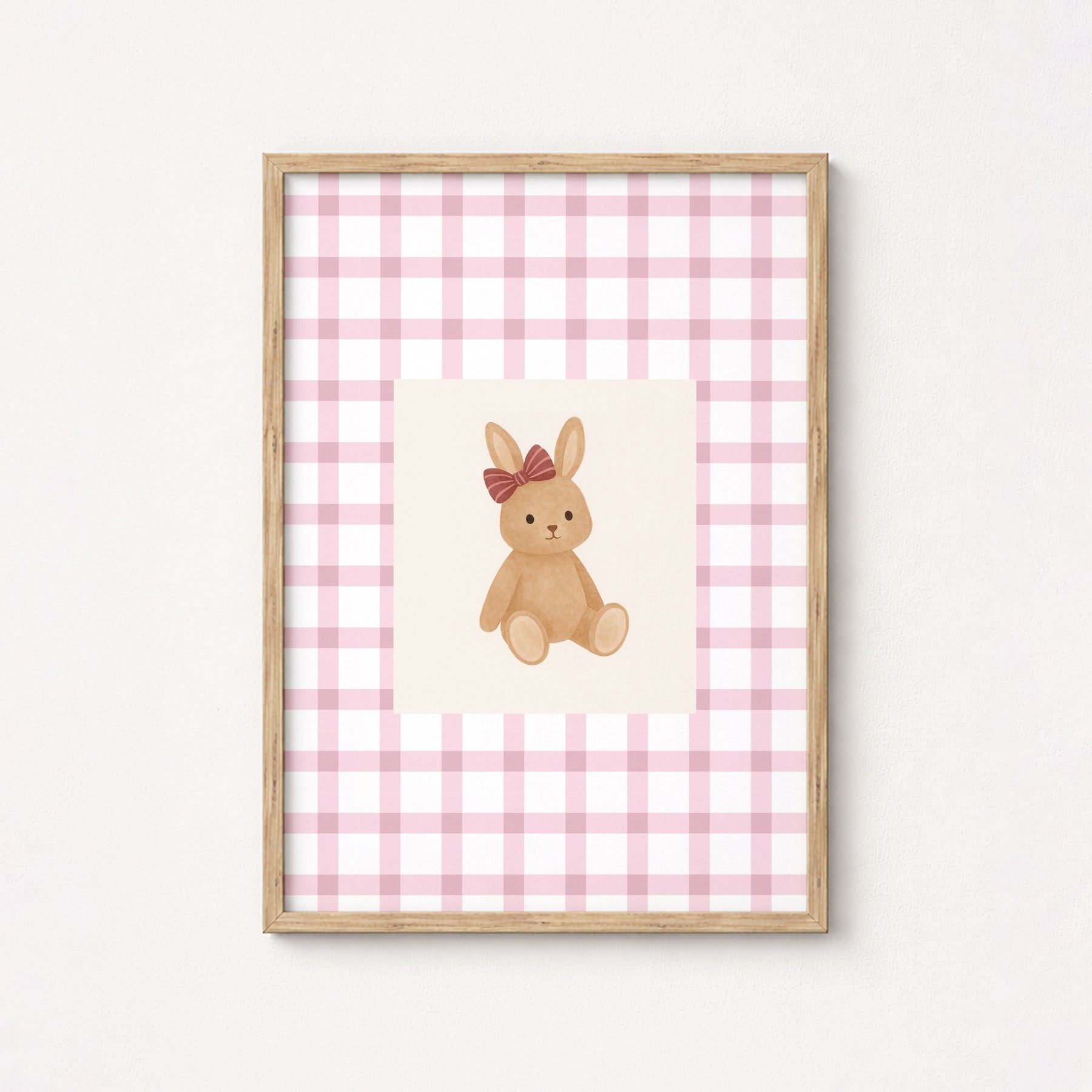 Cute Brown Rabbit Wall Art, Colorful Kids Decor