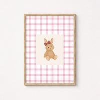Cute Brown Rabbit Wall Art, Colorful Kids Decor