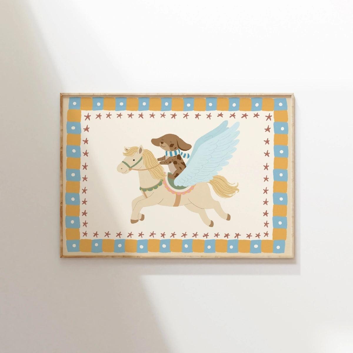 Winged Horse Nursery Wall Art, Colorful Kids Decor
