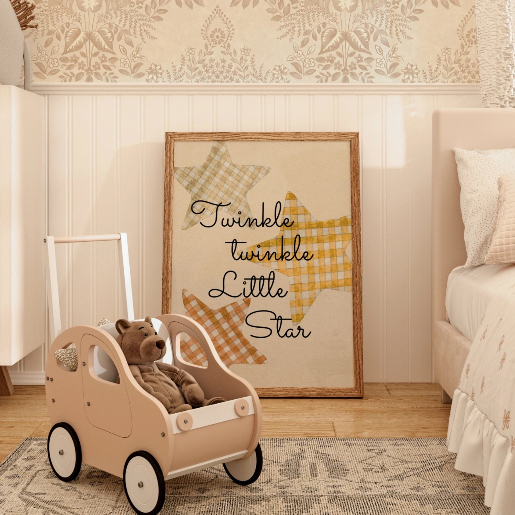 Decorazione murale a forma di stella con motivo a quadretti vintage