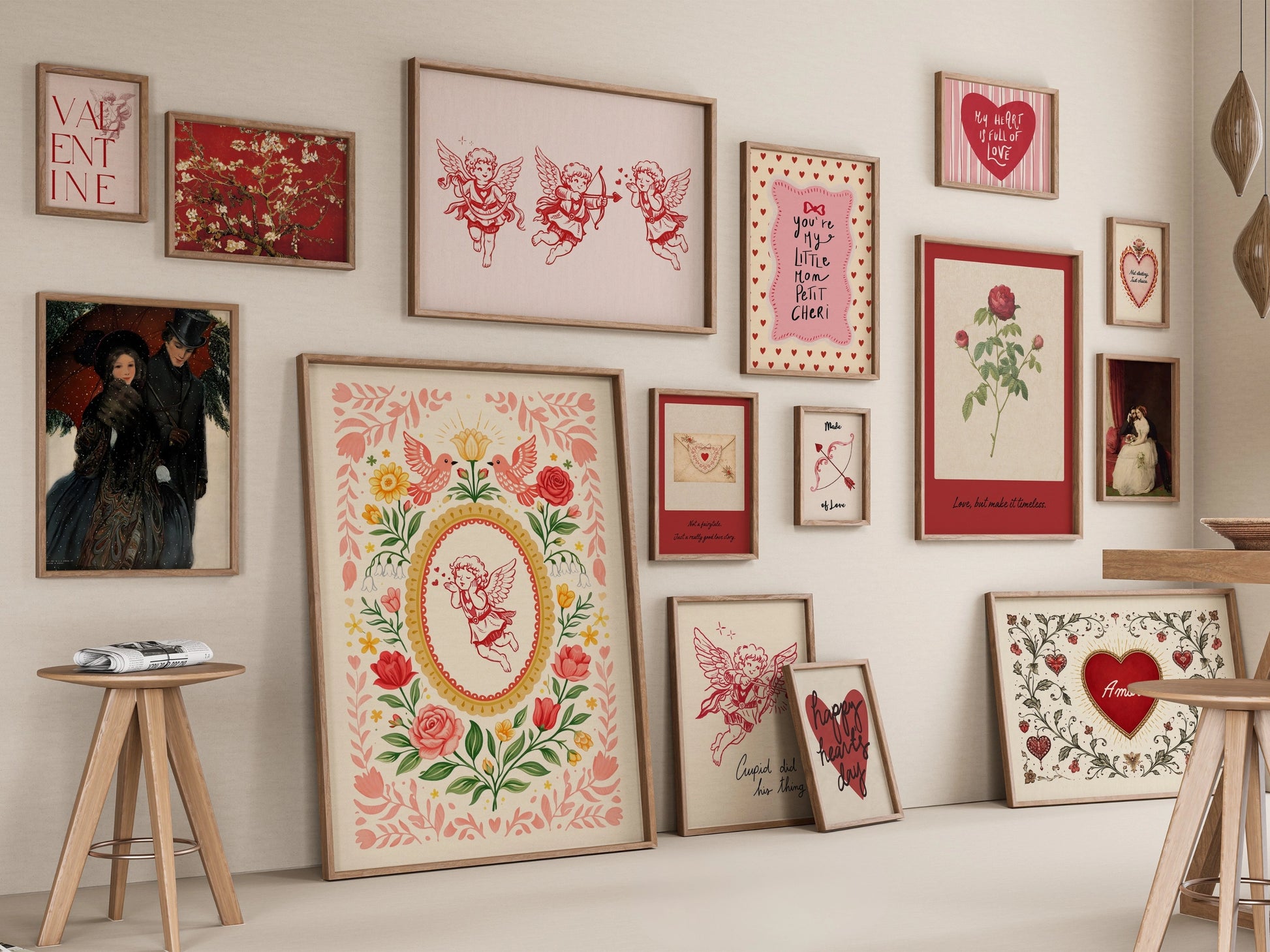 Ensemble de 20 estampes vintage pour la Saint-Valentin