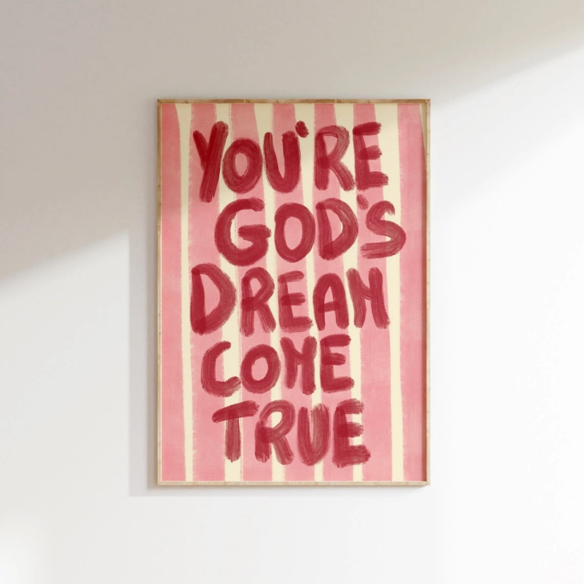 Vous êtes le Rêve de Dieu Décoration Murale Chrétienne – Impression Rose Peinte à la Main d'une Citation Biblique, Décoration Murale Chrétienne