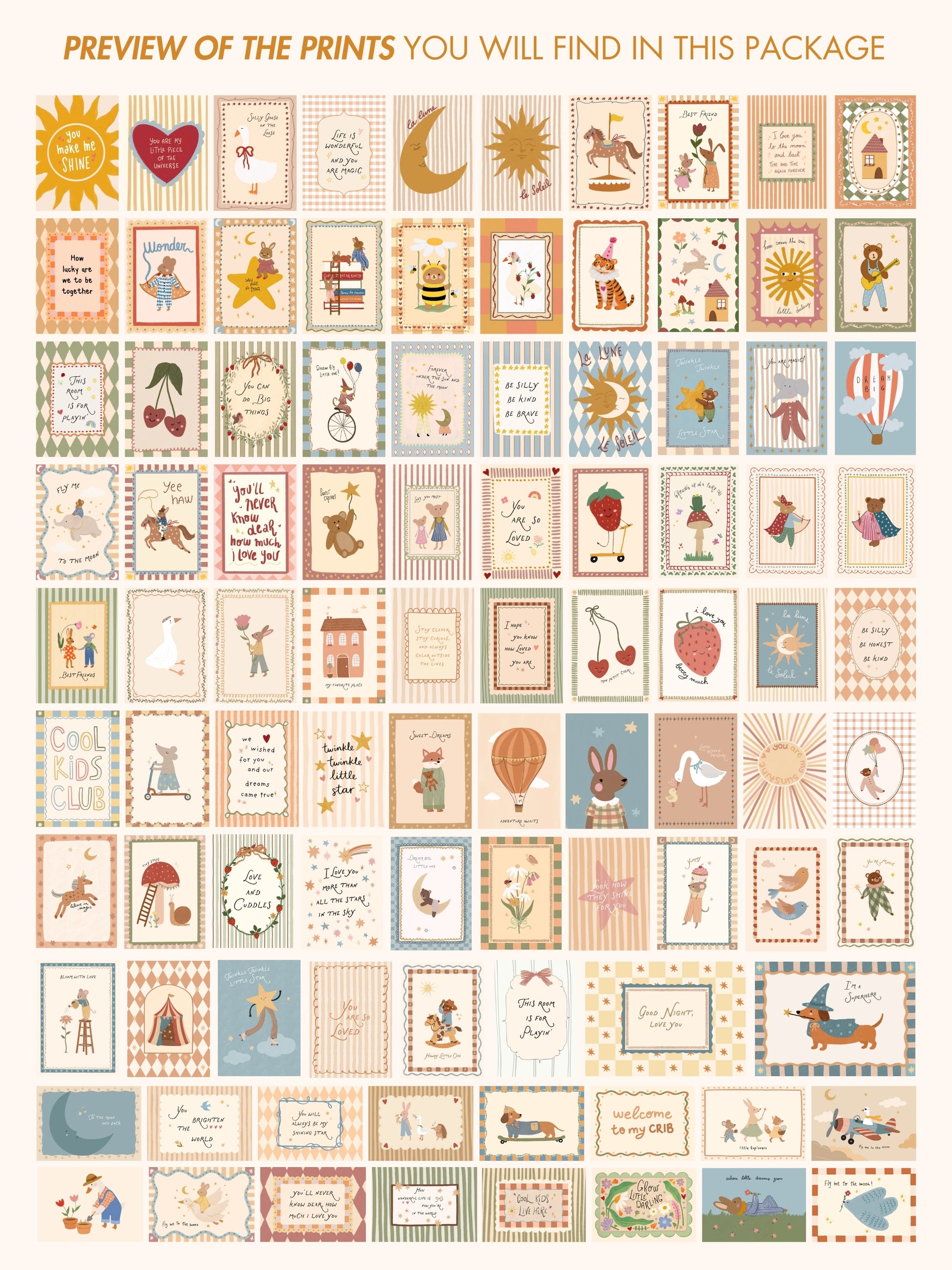 Handmade Pastel Nursery Decor, over 100 prints  (Instant Download)