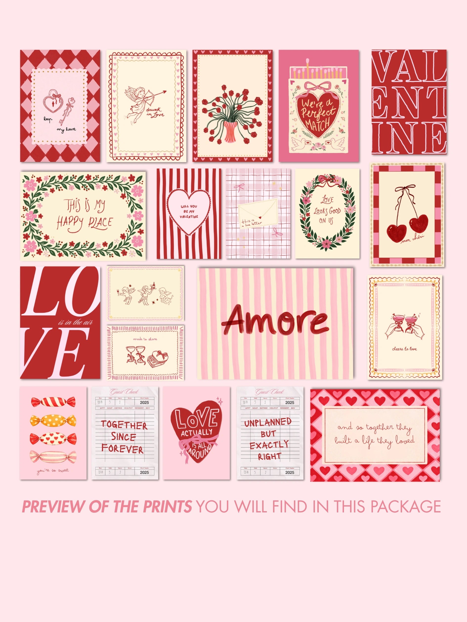 Ensemble de 20 impressions pour la Saint-Valentin