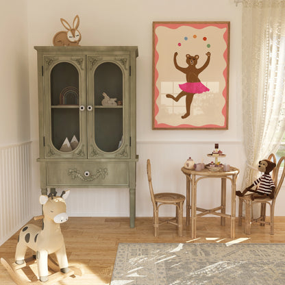 Dancing Bear Wall Art - Pink Ballerina Nursery Print