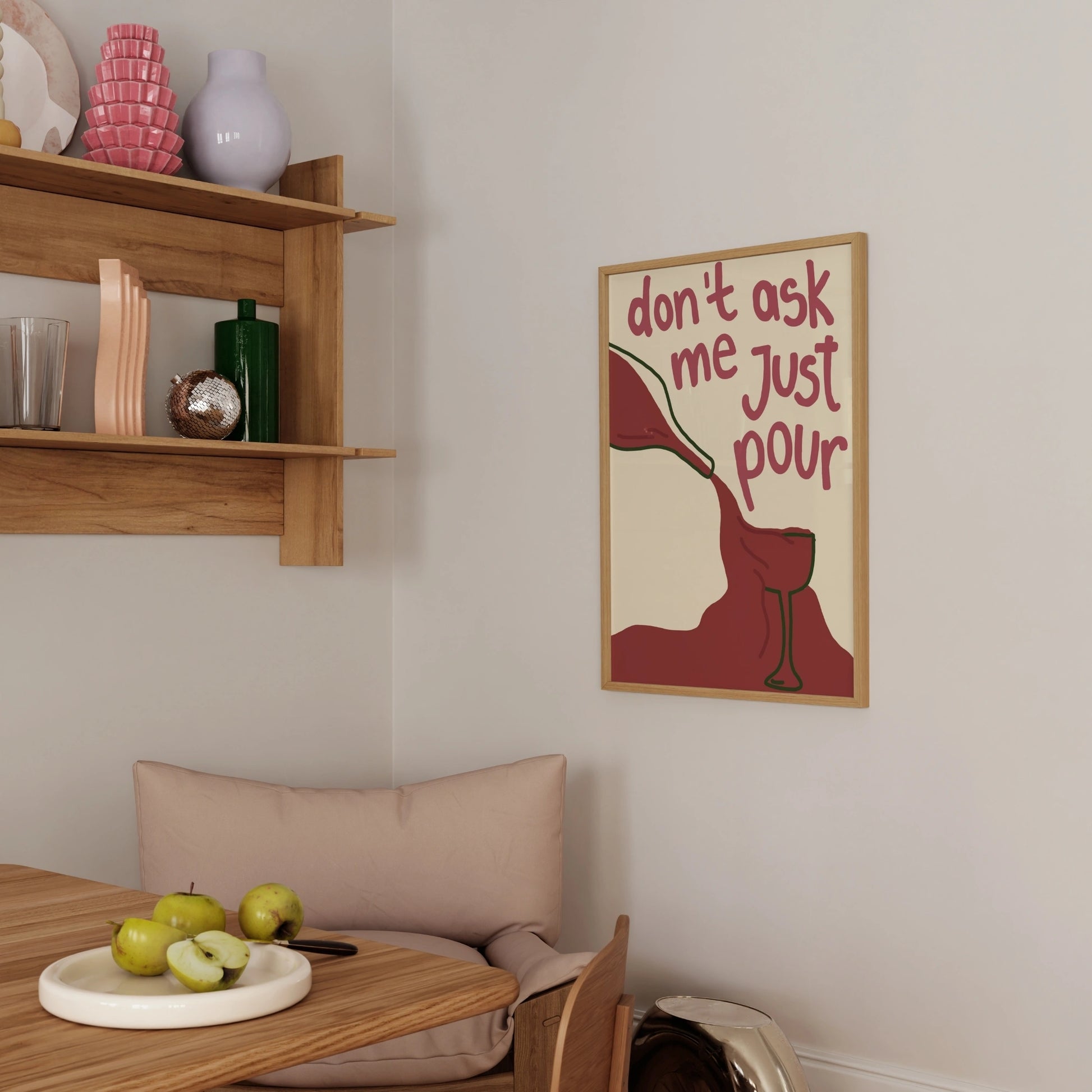 Decorazione murale per la tavola da pranzo italiana – Stampa di pasta, vino e cucina