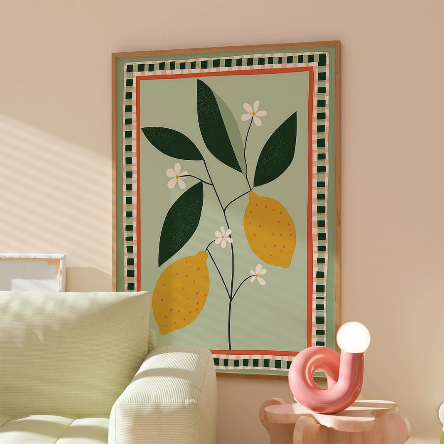 Lemon Kitchen Wall Art – Mediterranean Fruit Print