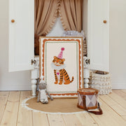 Tiger with Pink Hat – Nursery & kids wall art