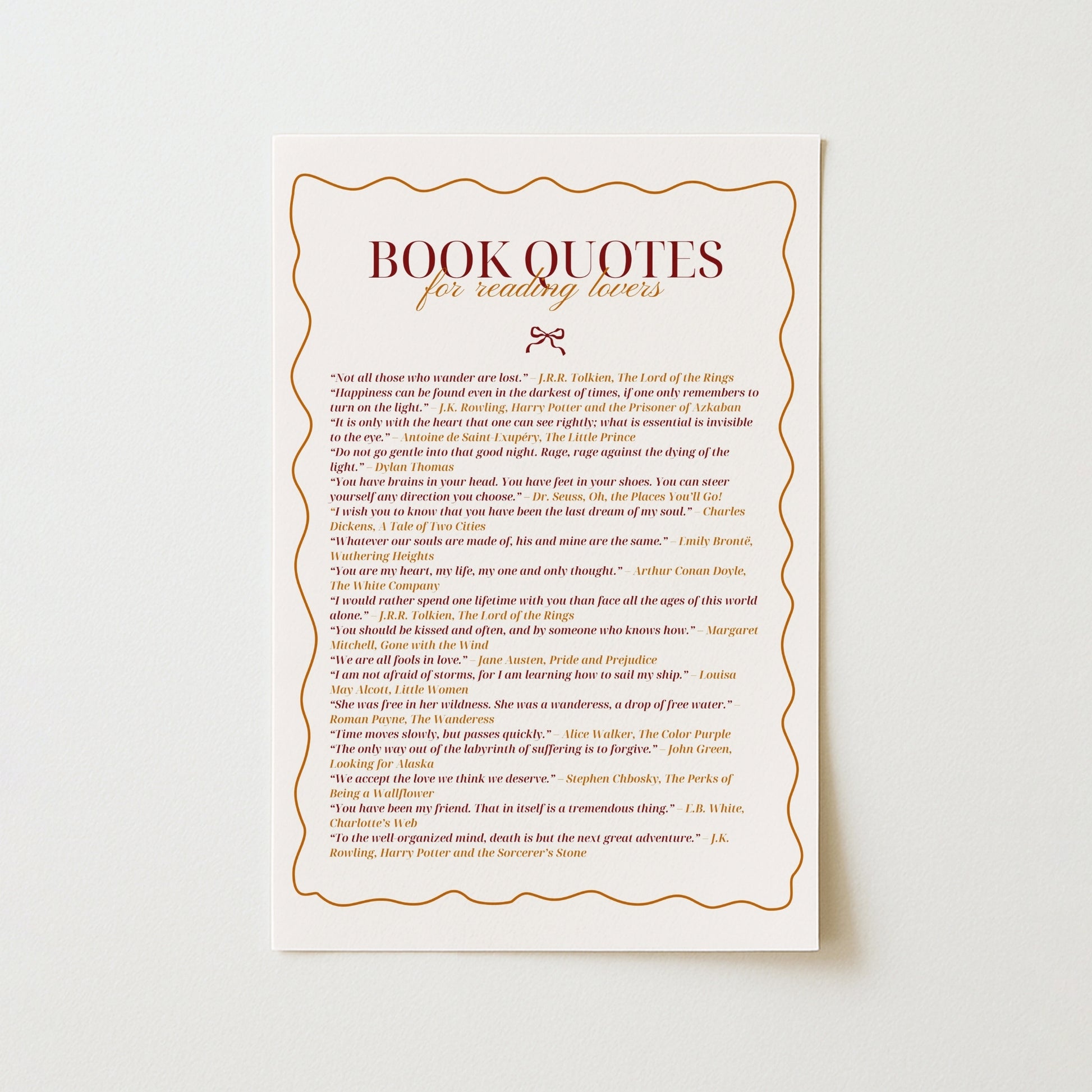Quotes & Books Print – Literary Wall Art for Readers